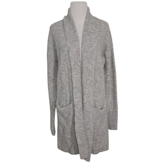 Banana Republic Ribbed Cardigan Womens Size Small Gray Merino Wool Alpaca Blend - Picture 1 of 10